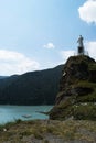 View of the reservoir of Zaramag. Mountains in the North Caucasus. The Monument Zurab Maskaevu