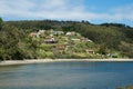 View of a residential area at El Puntal, Asturias. River arriving to th e Atlantic Ocean. Spot for bird watching. Spain