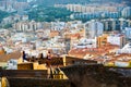 View of residential area of Malaga from height of Castillo de Gibralfaro