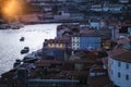 A view of residential buildings near the Douro River in the historic district of Porto, Portugal. Royalty Free Stock Photo