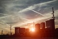 View of residential houses of Barcelona, evening, sunset Royalty Free Stock Photo