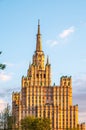 The view on the residential Stalinist high-rise building on Kudrinskaya Square. It is the one of seven Stalinist skyscrapers built