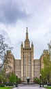 The view on the residential Stalinist high-rise building on Kudrinskaya Square. It is the one of seven Stalinist skyscrapers built