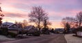 View of Residential Suburban Neighborhood Street in a modern city Royalty Free Stock Photo