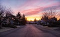 View of Residential Suburban Neighborhood Street in a modern city Royalty Free Stock Photo