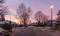 View of Residential Suburban Neighborhood Street in a modern city Royalty Free Stock Photo