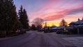 View of Residential Suburban Neighborhood Street in a modern city Royalty Free Stock Photo