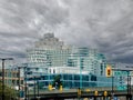 View at residetial and office buildings in Vancouver on overcast sky background Royalty Free Stock Photo