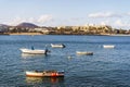 View of the resort town named Costa Teguise before sunset, Lanzarote, Canary Island, Spain Royalty Free Stock Photo