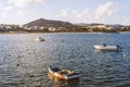 View of the resort town named Costa Teguise before sunset, Lanzarote, Canary Island, Spain Royalty Free Stock Photo