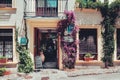 View of a restaurant entrance on a sunny day in Granada