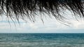 View from restaurant to beach with tropical sea and sky. Tropical concept. Vacation concept background. Motion blur sea water Royalty Free Stock Photo