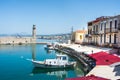 RETIMNO,CRETE, GREECE- JUNE- 26- 2017: View of the Retimno port, Crete, Greece Royalty Free Stock Photo