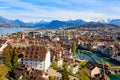 View of the Reuss river and old town of Lucerne (Luzern) city, Switzerland Royalty Free Stock Photo