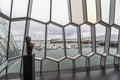 View on Reykjavik harbour on cloudy day