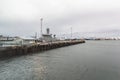 View on Reykjavik harbour on cloudy day