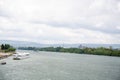 View on the rhine and cloudy sky in mainz germany Royalty Free Stock Photo