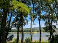 View of Rhine river from the Rheinaue park in Bonn, Germany