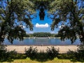 View of Rhine river from the Rheinaue park in Bonn, Germany Royalty Free Stock Photo