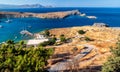 View on Rhodes island from Lindos acropolis, Greece Royalty Free Stock Photo