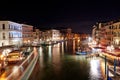 View from Rialto Bridge in Venice at night. Sightseeing in famous Italian City Royalty Free Stock Photo