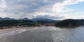 View of Ribadesella beach on the north coast of Spain in Asturias