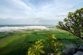 View of the rice field from the top of Khao Nor at Nakhon Sawan, Thailand.