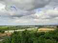 view of the rice fields and the river from the top of the hill Meulinteung, Pidie, Indonesia Royalty Free Stock Photo