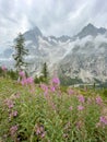 The view from Rifugio Walter Bonatti on The Tour de Mont Blanc Royalty Free Stock Photo