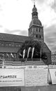 View of Riga cathedral and Dome square. Riga Beach Volleyball Week took place on the Dome square, Riga