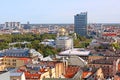 The view of Riga city - Freedom Monument, The Nativity of Christ Cathedral and Radisson Blu Latvija Conference & Spa Hotel, Latvia Royalty Free Stock Photo