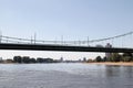 View right through the mÃÂ¼hlheimer bridge in cologne watched from the rhine sight during the sightseeing boat trip