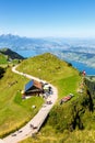 View from Rigi mountain on Swiss Alps, Lake Lucerne and Pilatus mountains portrait format in Switzerland Royalty Free Stock Photo