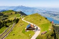 View from Rigi mountain on Swiss Alps, Lake Lucerne and Pilatus mountains in Switzerland Royalty Free Stock Photo