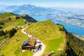 View from Rigi mountain on Swiss Alps, Lake Lucerne and Pilatus mountains in Switzerland Royalty Free Stock Photo