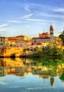View of Rimini above a lake Royalty Free Stock Photo