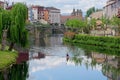 View of Rio Cabe in the city of Monforte de Lemos in Springtime