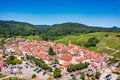 View of Riquewihr village and vineyards on Alsatian Wine Route, France. Most beautiful villages of France, Riquewihr in Alsace, Royalty Free Stock Photo