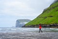 View of Risin and Kellingin cliffs from Tjornuvik. Streymoy Island, Faroe islands