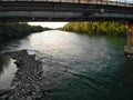 a view of the river below the bridge Royalty Free Stock Photo