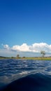 View of the river with blue sky and clouds Royalty Free Stock Photo