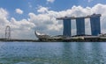 A view from a river boat across the bay on the Singapore river towards the Gardens by the Bay area in Singapore, Asia Royalty Free Stock Photo