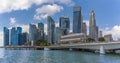 A view from a river boat on the Singapore River past the Esplanade Bridge towards downtown Singapore, Asia Royalty Free Stock Photo