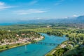 View at river Buna and Shkodra city Royalty Free Stock Photo