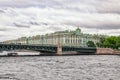 A view from river bus on the Neva river. The Dvortsovy Palace bridge and the Hermitage. Royalty Free Stock Photo