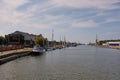 View from river canal bridge to Liepaja Harbor