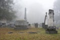 River view cemetery in the fog Royalty Free Stock Photo