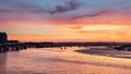 View on River Coquet at Amble on the coast of Northumberland at sunset. Royalty Free Stock Photo