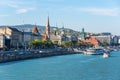 View of River Danube in Budapest city, Hungary Royalty Free Stock Photo