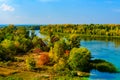View of the river Dnieper on autumn in Kremenchug, Ukraine Royalty Free Stock Photo